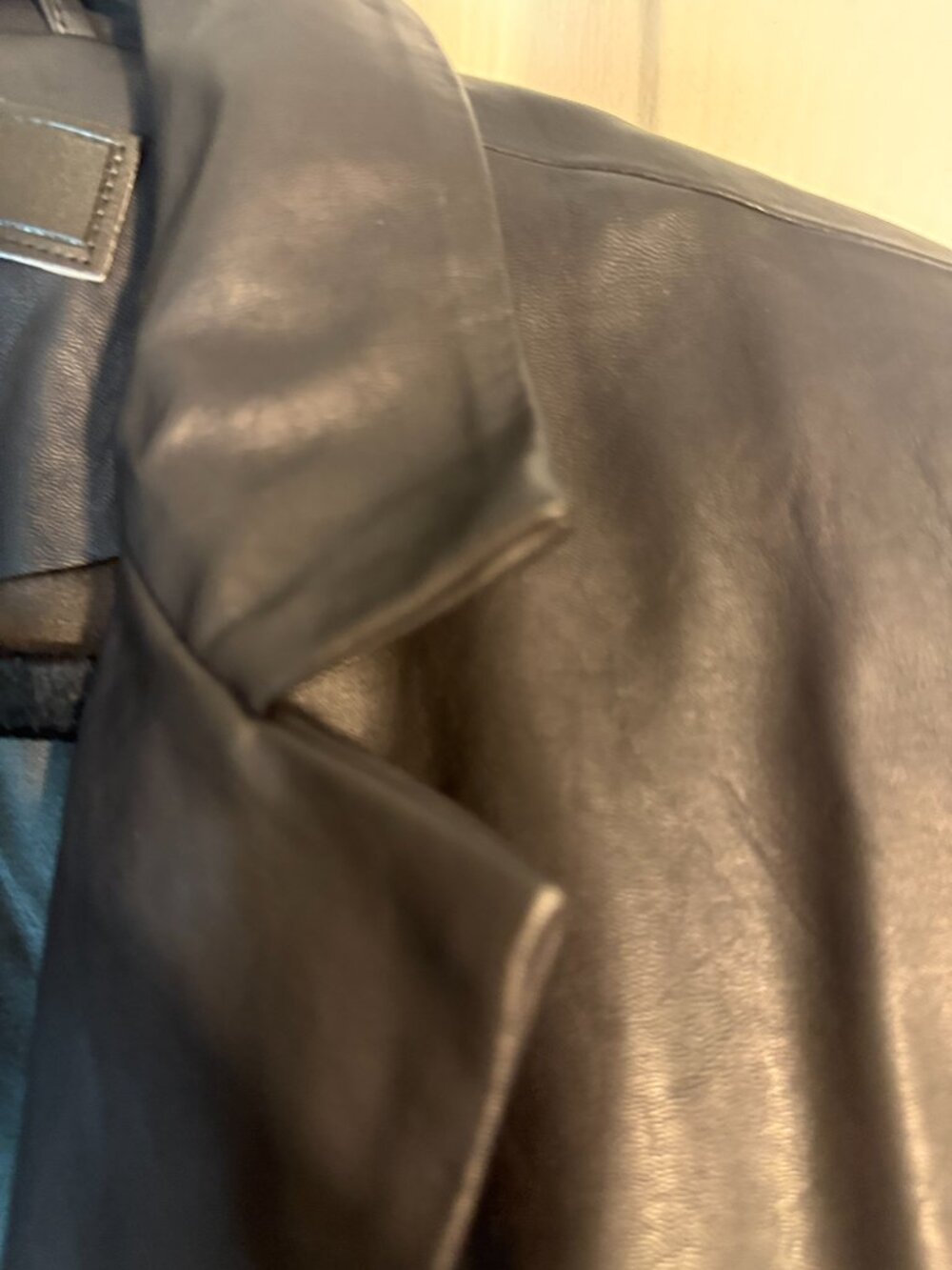 Blank NYC Black Faux Leather Blazer | Single Button | Vegan Leather | Size Small - Picture 7 of 11